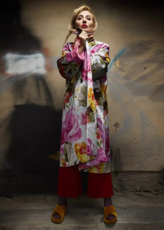 Roula Harb — Pink Watercolor Coat, looking up