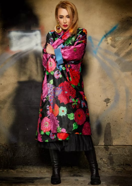 Roula Harb — Black Garden Coat, front